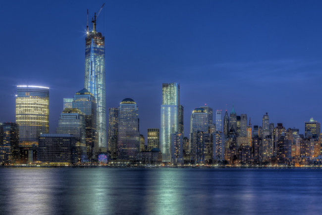 Обои картинки фото города, нью, йорк, сша, небоскребы, ночь, one, world, trade, center, new, york, city, freedom, tower, manhattan, 1, wtc, nyc, всемирный, торговый, центр, башня, свободы, манхэттен, здания, ночной, город