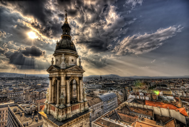 Обои картинки фото города, будапешт, венгрия, облока, город, дома, небо
