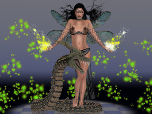 Картинка 3д+графика fantasy+ фантазия магия девушка дракон