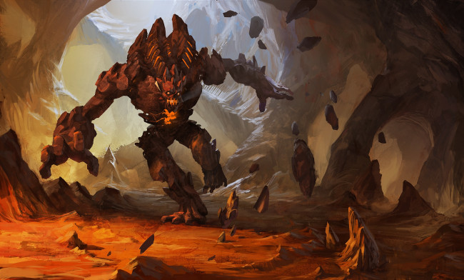 Обои картинки фото league of legends, видео игры, монстр, чудовище, гигант, скалы, пещера