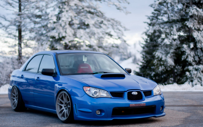 Обои картинки фото subaru, автомобили, зима, голубой