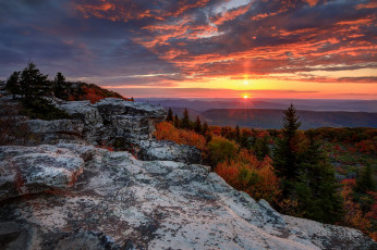 Картинка природа восходы закаты осень заря скалы