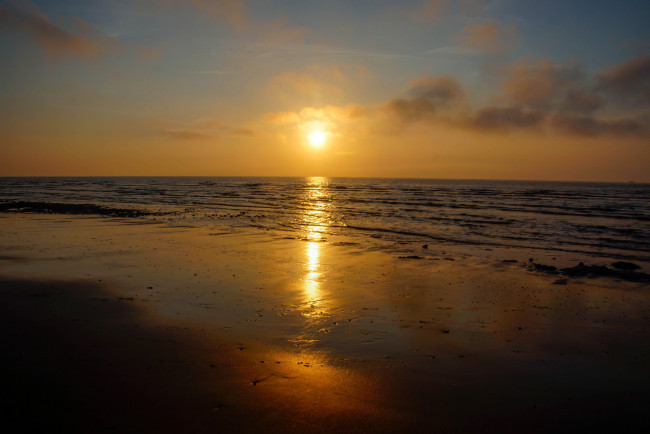 Обои картинки фото природа, восходы, закаты, пляж, солнце, океан