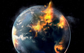Картинка космос арт уничтожение sci fi огонь планета