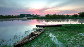 Картинка корабли лодки +шлюпки река закат