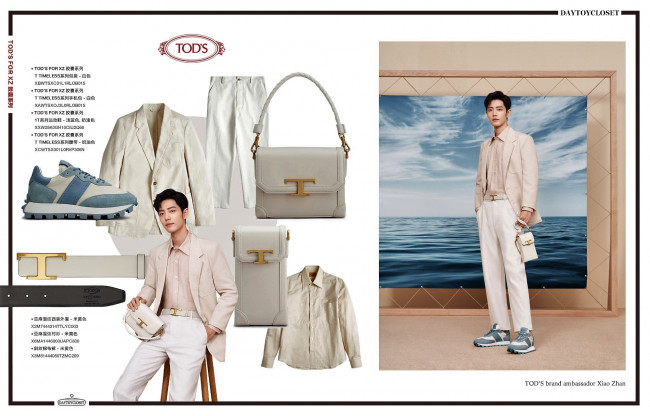 Обои картинки фото мужчины, xiao zhan, пиджак, сумка, картина, море, вещи