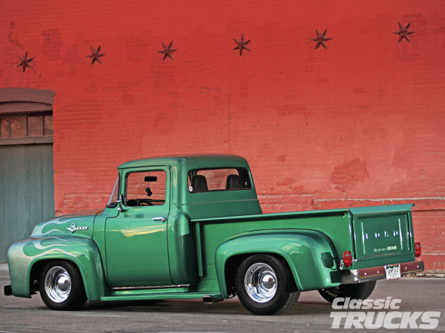 Обои картинки фото 1956, ford, f100, truck, автомобили, custom, pick, up