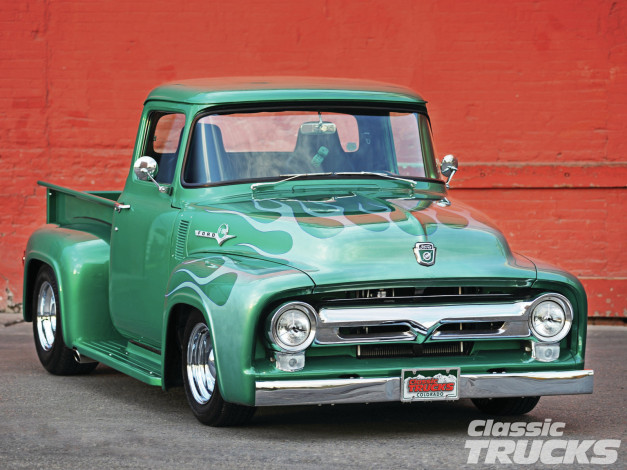 Обои картинки фото 1956, ford, f100, truck, автомобили, custom, pick, up