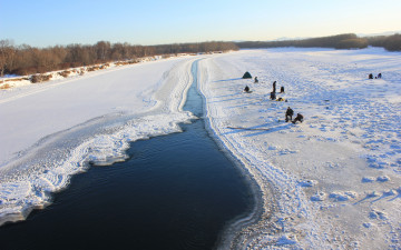Картинка природа зима лед снег камчатка р  быстрая рыбалка