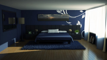 Картинка 3д графика realism реализм комната кровать