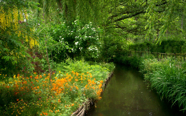 Обои картинки фото природа, парк, цветы, канал