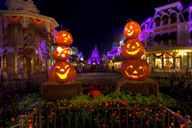 Обои картинки фото праздничные, хэллоуин, волшебное, королевство, pumpkins, диснейленд