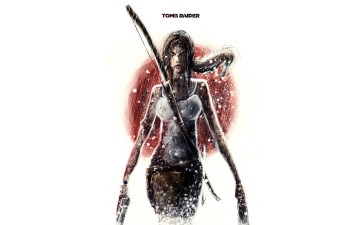 Картинка видео+игры tomb+raider+2013 пистолеты девушка лара крофт лук дождь оружие