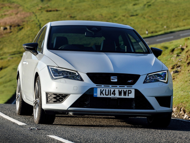 Обои картинки фото автомобили, seat, sc, leon, светлый, 2014г, uk-spec, cupra