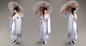 Картинка 3д+графика аниме+ anime кимоно зонтик фон взгляд девушка