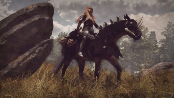 Картинка 3д+графика амазонки+ amazon оружие фон девушка взгляд лошадь