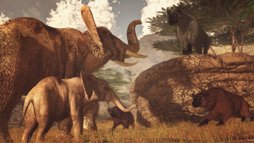 Картинка 3д+графика животные+ animals шакалы слоны