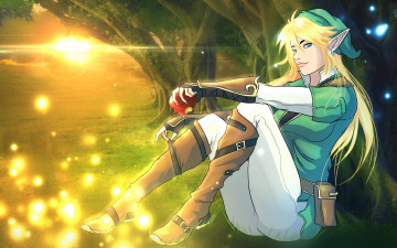 обоя фэнтези, эльфы, лес, эльф, девушка, fan, art, legend, of, zelda, link