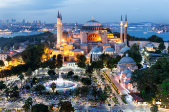 Картинка города стамбул+ турция теплоход залив здания башня