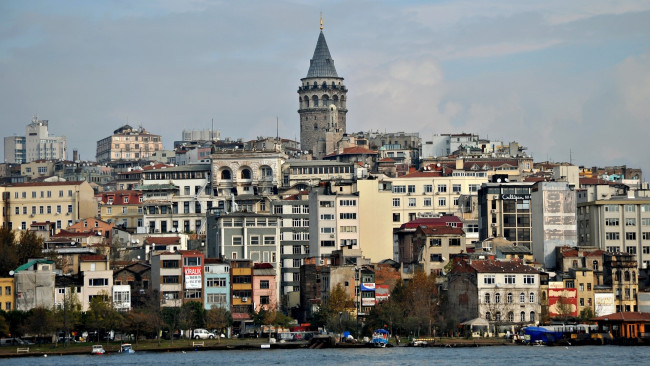 Обои картинки фото города, стамбул , турция, набережная, здания, башня
