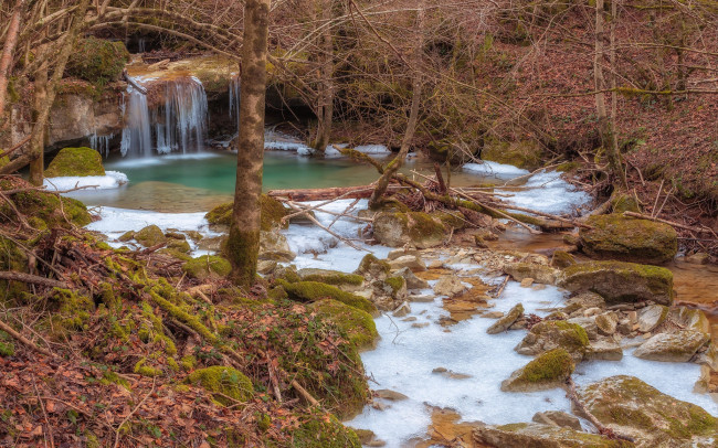 Обои картинки фото природа, водопады, лес, водопад, река