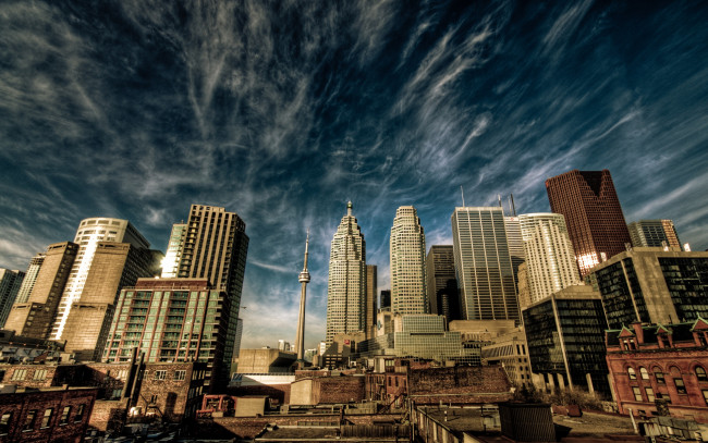 Обои картинки фото города, торонто , канада, небоскребы, небо, облака