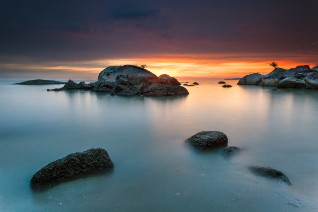 Обои картинки фото природа, побережье, камни, скалы, рассвет