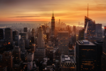 Картинка города нью-йорк+ сша нью - йорк закат город вечер дымка