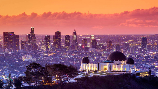 Обои картинки фото города, лос-анджелес , сша, панорама, калифорния, дома, пейзаж, лос-анджелес, обсерватория, гриффита