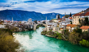 обоя mostar bosnien, города, мостар , босния и герцеговина, простор