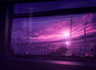 Картинка аниме пейзажи +природа окно