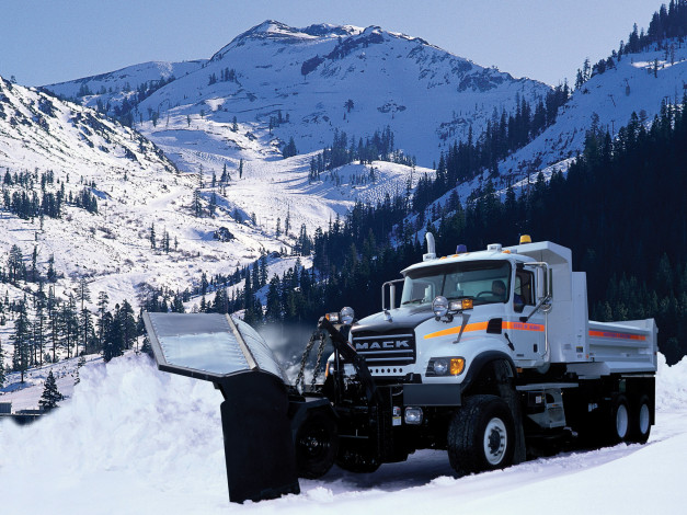 Обои картинки фото mack, granite, series, техника, снегоуборочная, концерн, volvo, ab, тяжелые, грузовики, сша