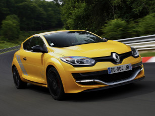 обоя автомобили, renault, mеgane, r, s, 275, trophy, 2014г, желтый