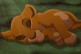 Картинка рисованные животные +львы львенок