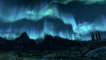 Картинка 3д+графика природа+ nature северное сияние ночь