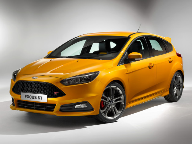 Обои картинки фото автомобили, ford, focus, st, 2014г, желтый