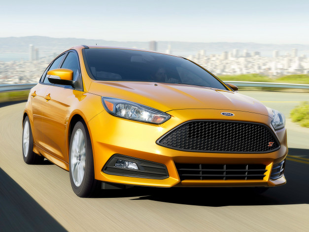 Обои картинки фото автомобили, ford, focus, st, 2014г, желтый