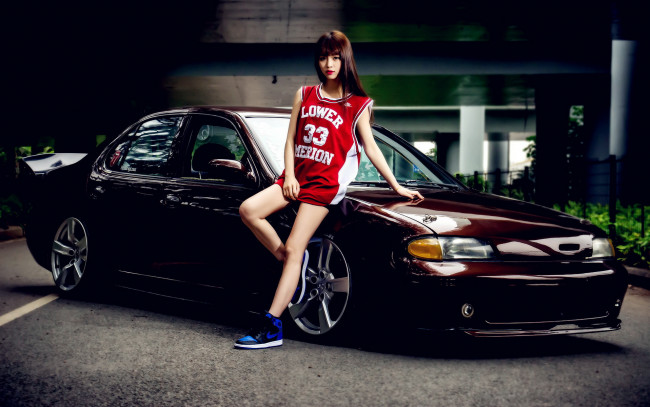 Обои картинки фото автомобили, авто с девушками, азиатка, девушка, автомобиль