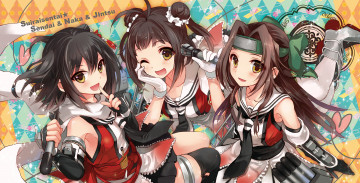 Картинка аниме kantai+collection kantai collection jintsuu kancolle naka sendai musou yuchi арт девушки