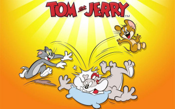 обоя мультфильмы, tom and jerry, кот, фон, мышка, собака
