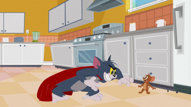 Обои картинки фото мультфильмы, tom and jerry, кот, кухня, мышь