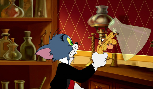 Обои картинки фото мультфильмы, tom and jerry, мышь, кот