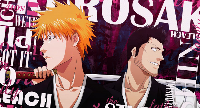 Обои картинки фото аниме, bleach, kurosaki, isshin, by, aladdin, ichigo