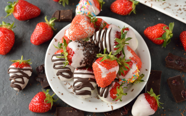 Обои картинки фото еда, клубника,  земляника, sweet, десерт, ягоды, strawberry, dessert, chocolate