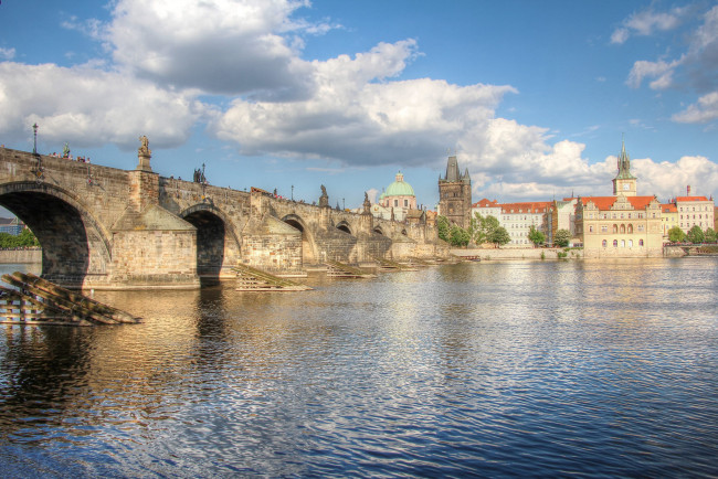 Обои картинки фото charles bridge,  prague, города, прага , Чехия, мост, река