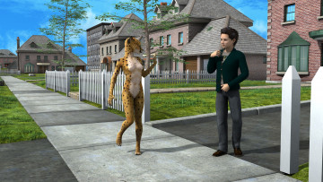 Картинка 3д+графика фантазия+ fantasy парень взгляд фон леопард кошка