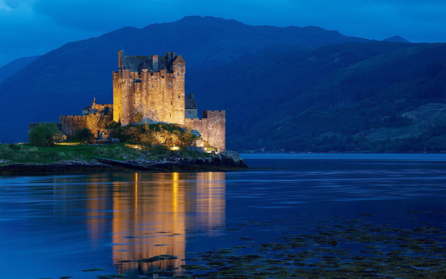 Обои картинки фото dornie castle, scotland, города, замки англии, dornie, castle