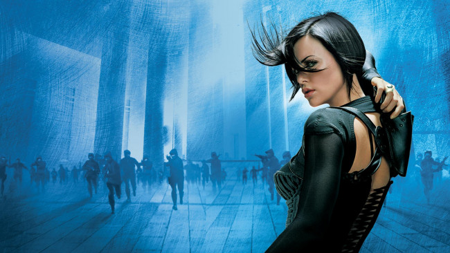 Обои картинки фото кино фильмы, aeon flux, эон, флакс, кобура, люди, колонны