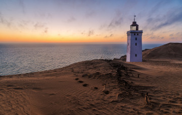 Картинка природа маяки пляж океан горизонт маяк зарево