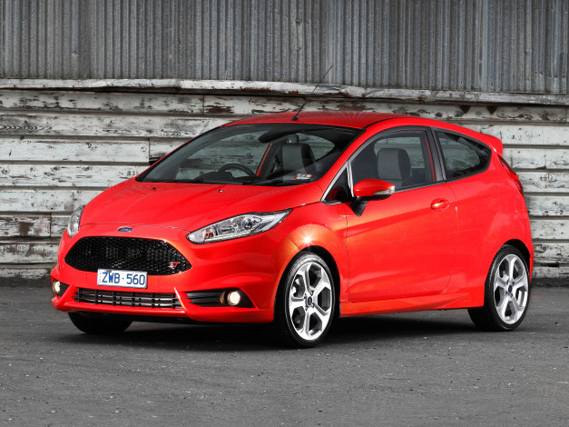 Обои картинки фото автомобили, ford, красный, 2013г, au-spec, 3-door, st, fiesta